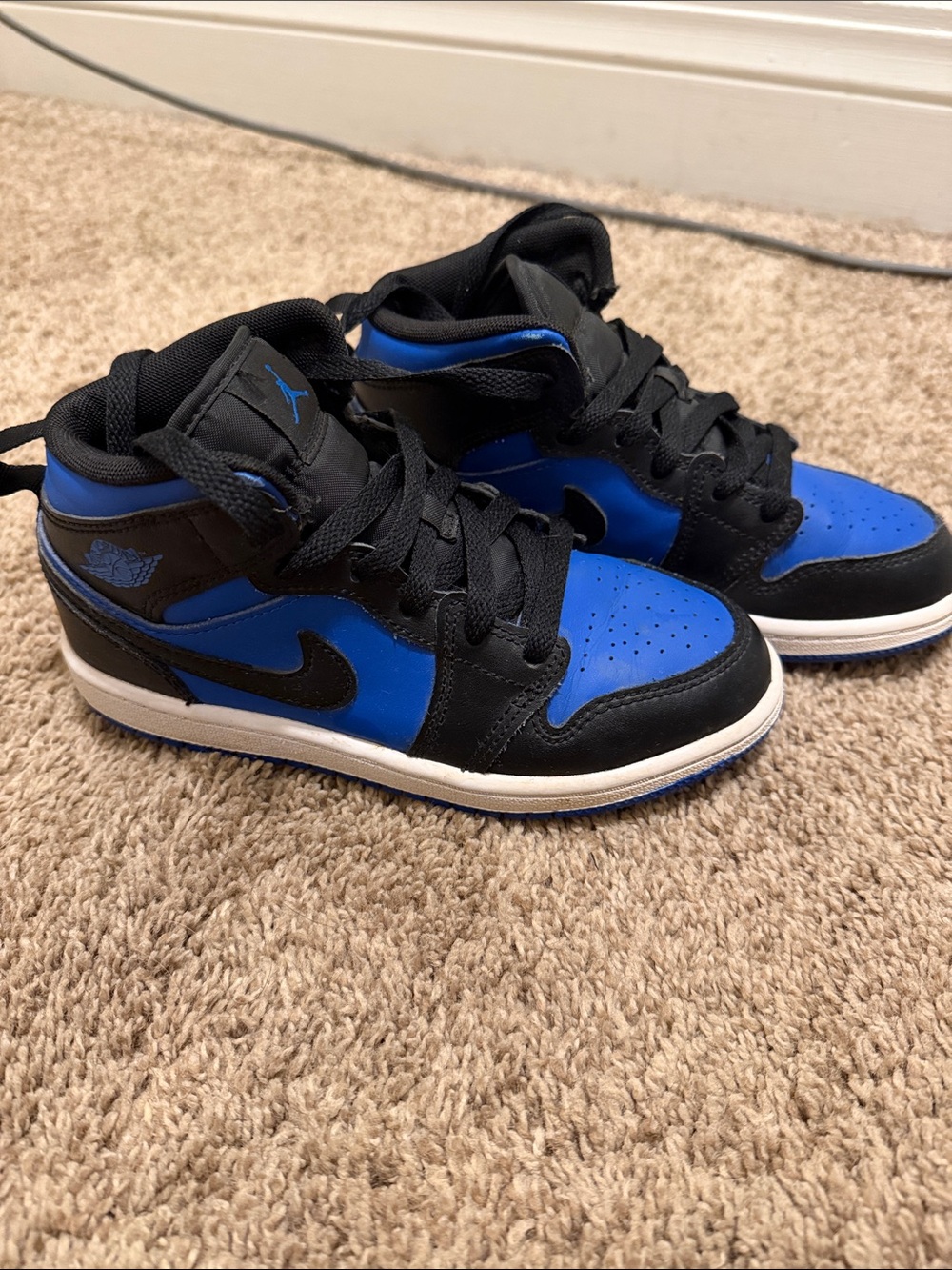 Nike Air Jordan Kids Black and Blue Mid-Top Sneakers